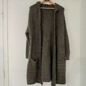 American Eagle Outfitters Gray Hooded Cardigan